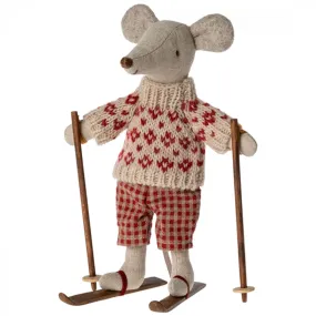 Maileg Winter Mouse With Ski Set, Mum