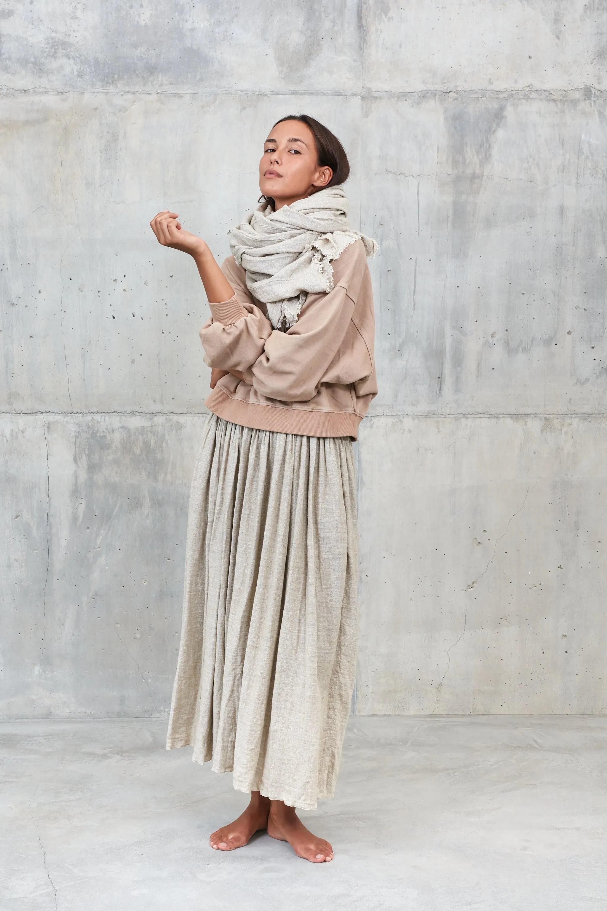 MAWAR [flow] - skirt 100% raw linen