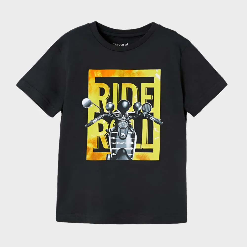 Mayoral Boy's Motorbike Short Sleeve T-shirt - Charcoal