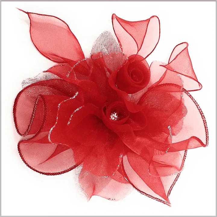 Men's Fashion Lapel Flower- Flower2 Red - Prom - Tuxedo - Fashion