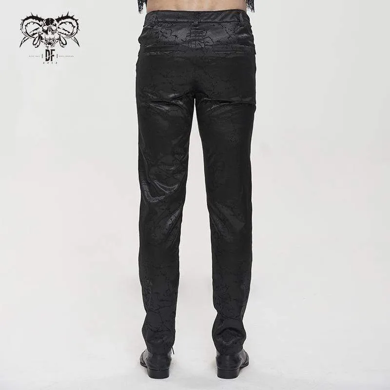 Men's Gothic Floral Zipper Pants Black