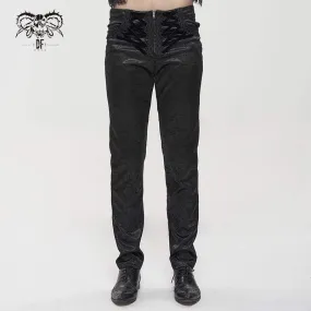 Men's Gothic Floral Zipper Pants Black