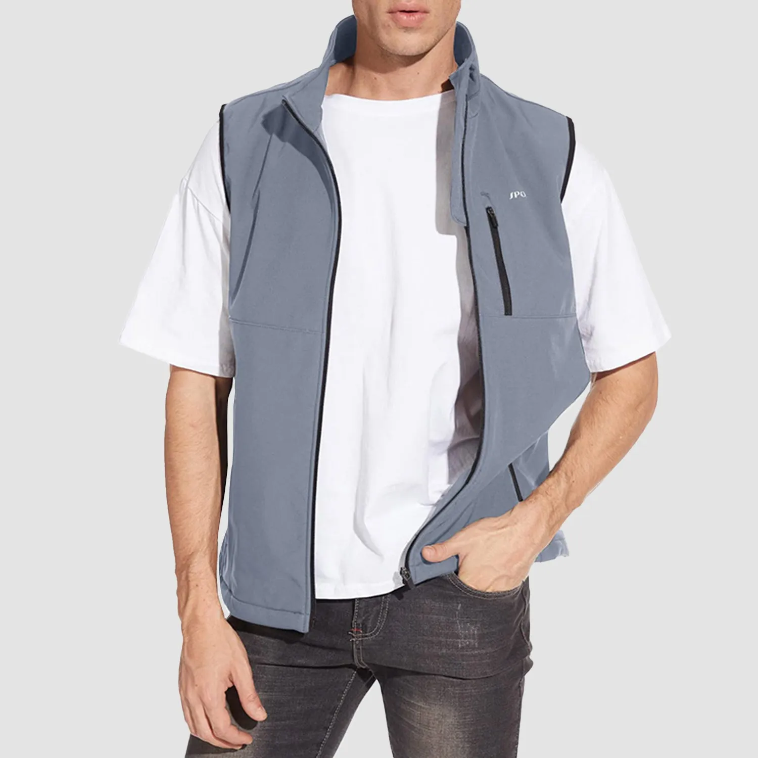 Men's Lightweight Vest Zip-up Sleeveless Jacket for Outdoors