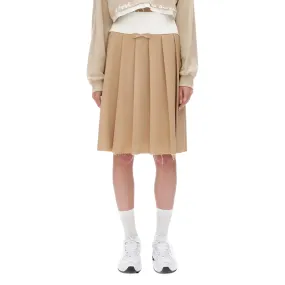 Mid-length Pleated Skirt in Khaki