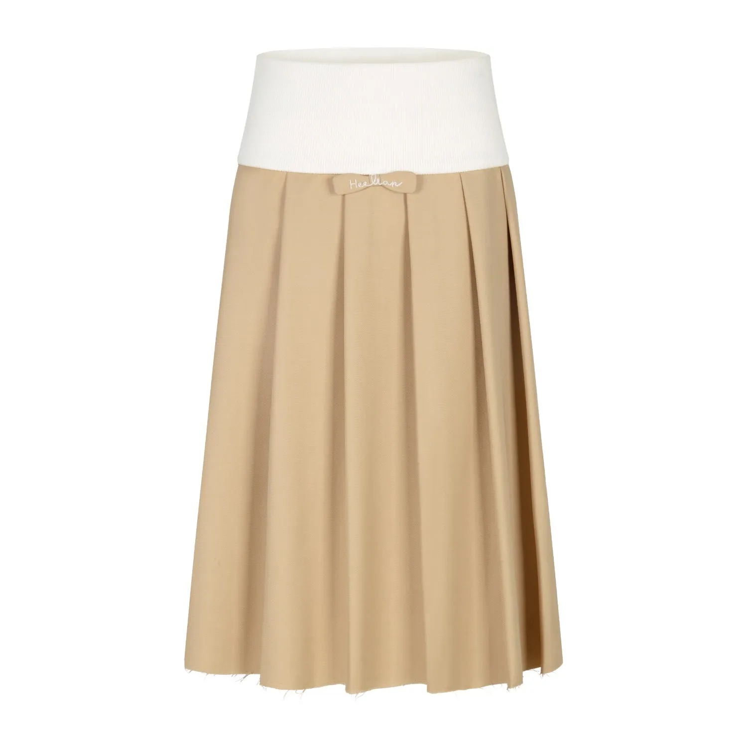 Mid-length Pleated Skirt in Khaki