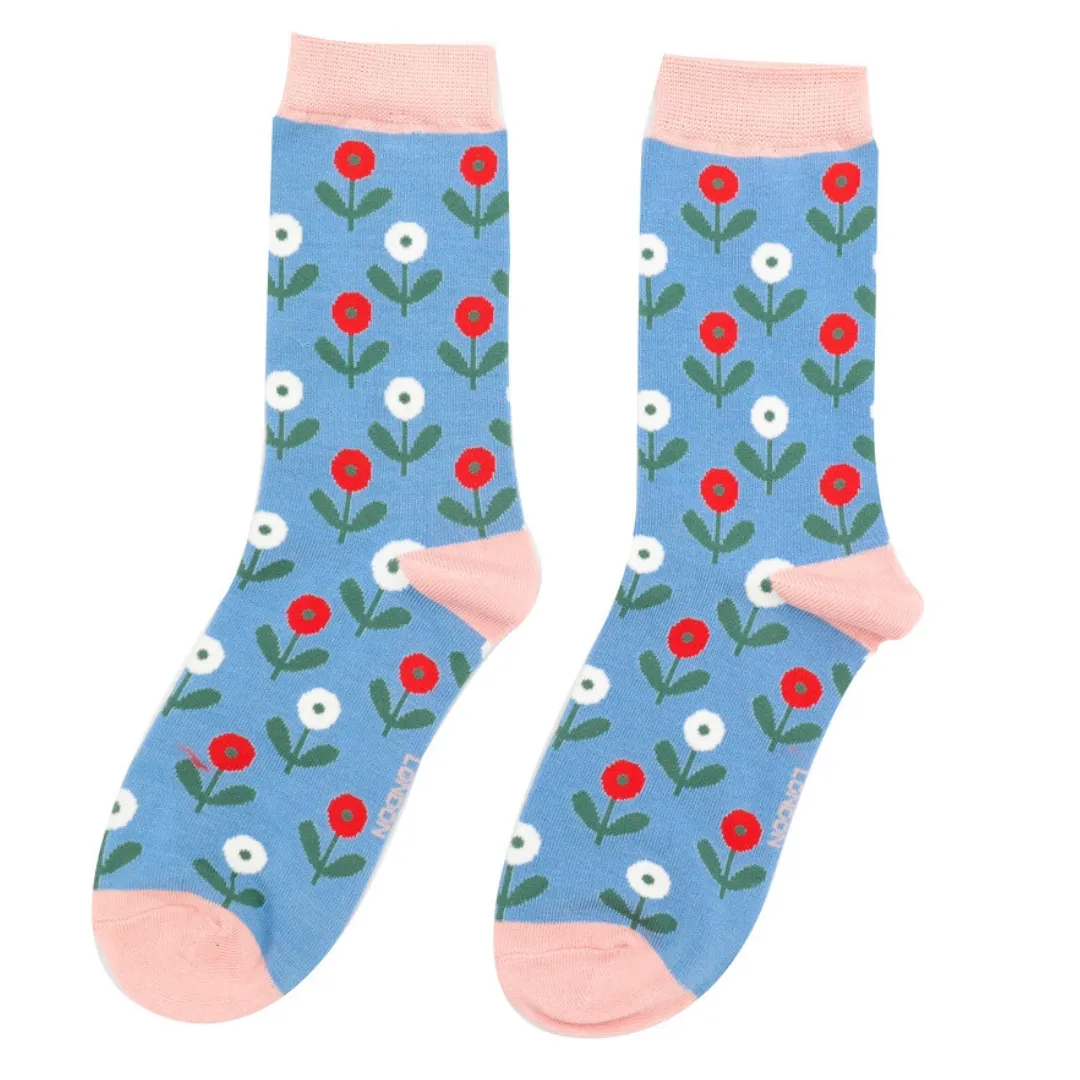 Miss Sparrow Fun Floral Socks Denim