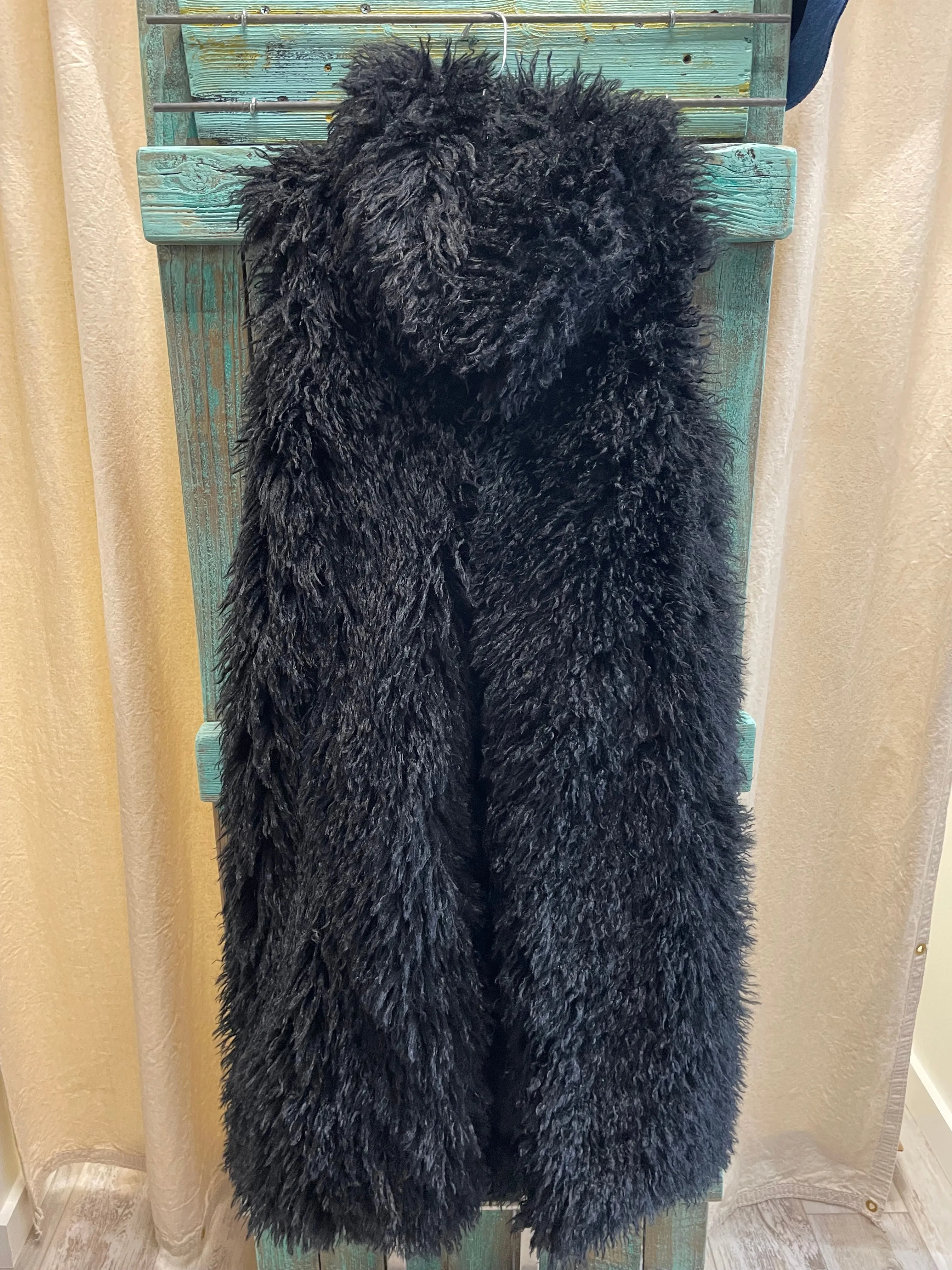 Mongolian Fur Vest in Orange