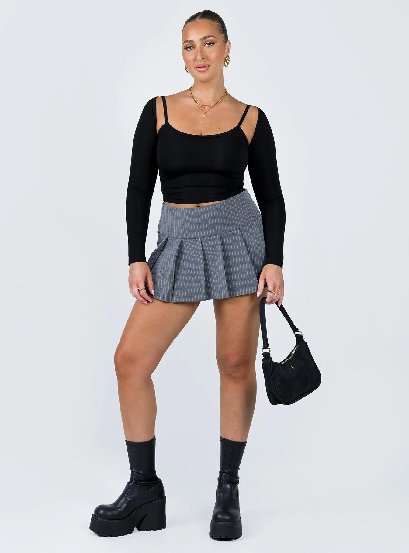 Motel Senona Skirt Pinstripe Grey