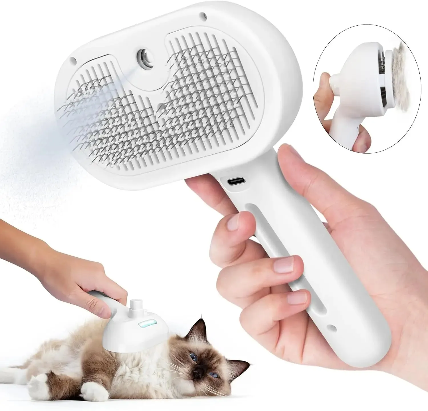 Multifunctional Pet Grooming Comb with Built-in Mist Humidifier for Dogs and Cats