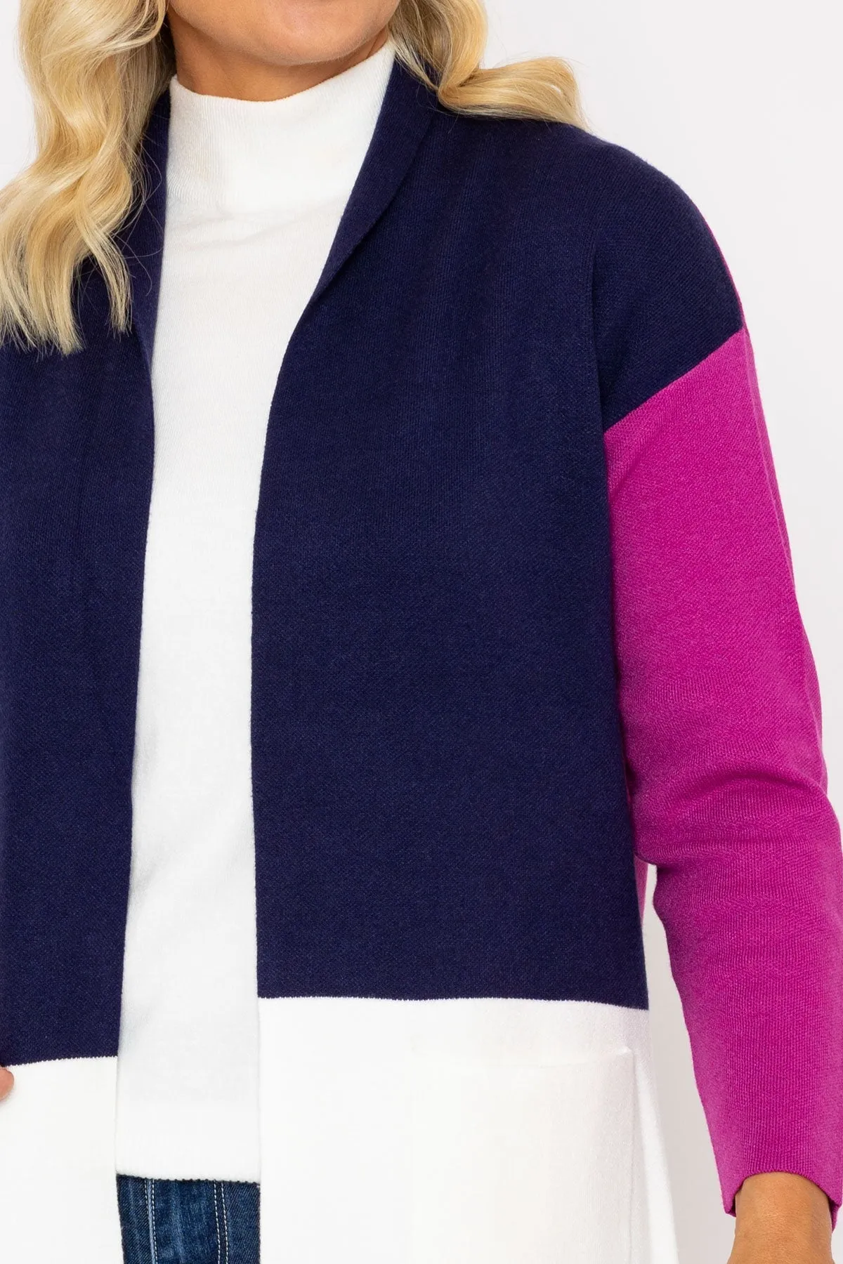 Navy Colour Block Cardigan