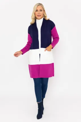 Navy Colour Block Cardigan