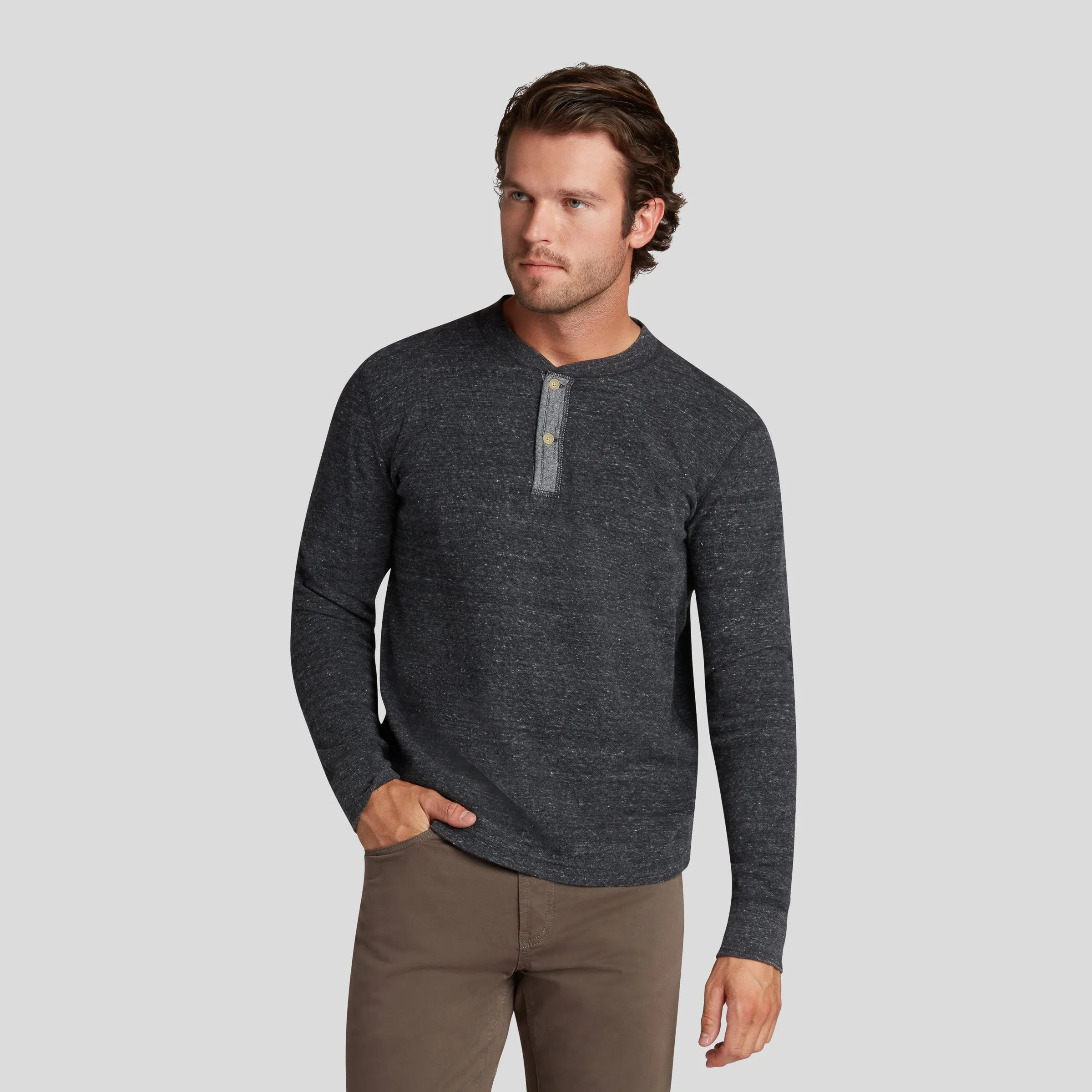 New Windsor Double Cloth Henley - Charcoal Heather