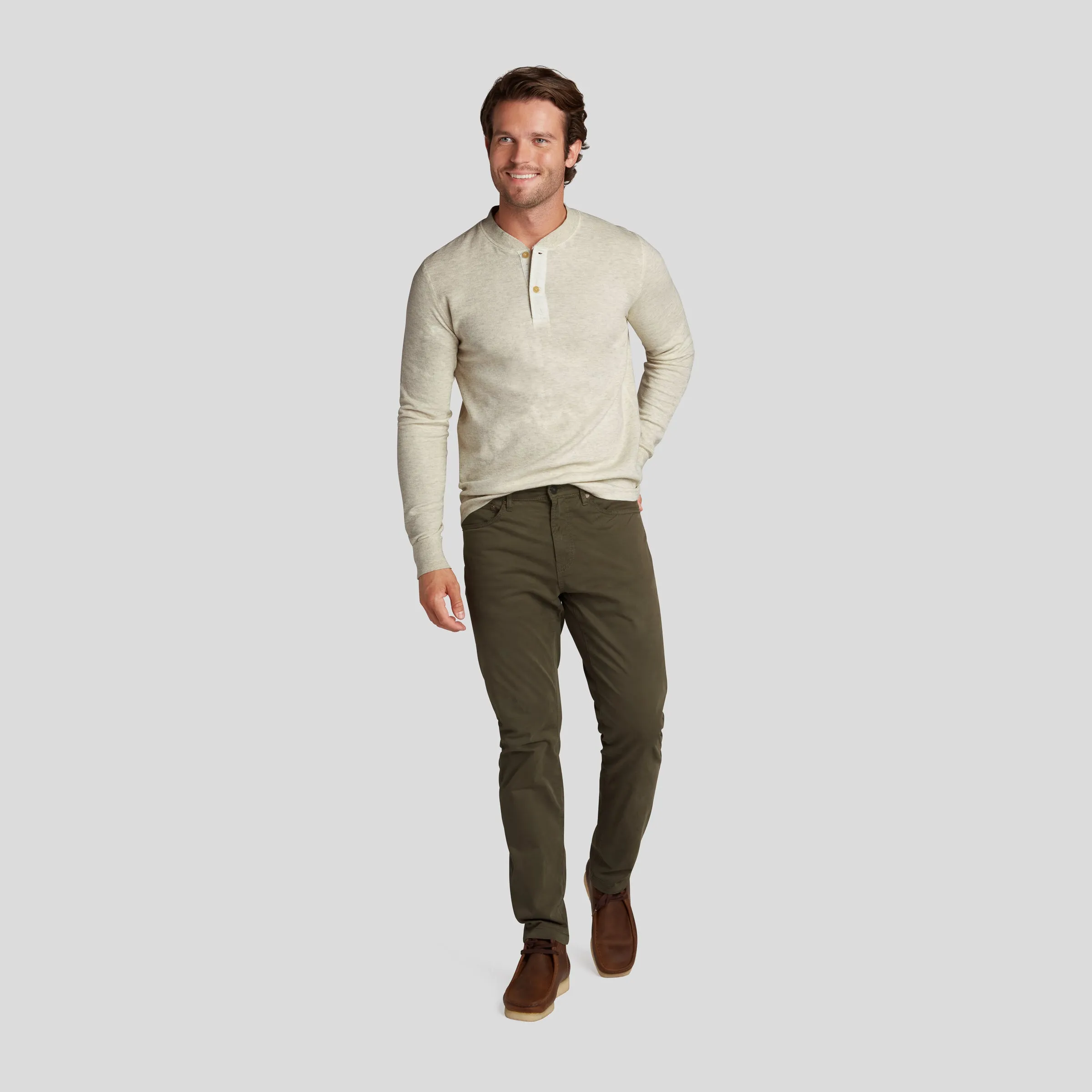 New Windsor Double Cloth Henley - Oatmeal Heather