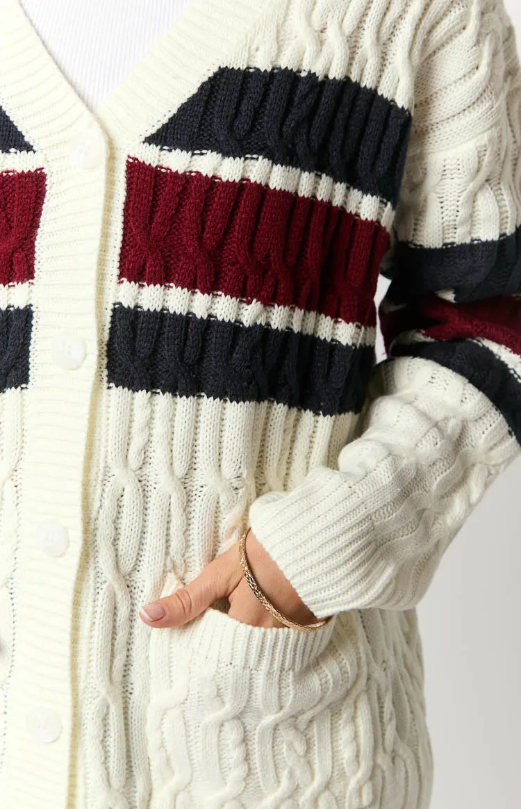 Nikkitta Cream Striped Cardigan