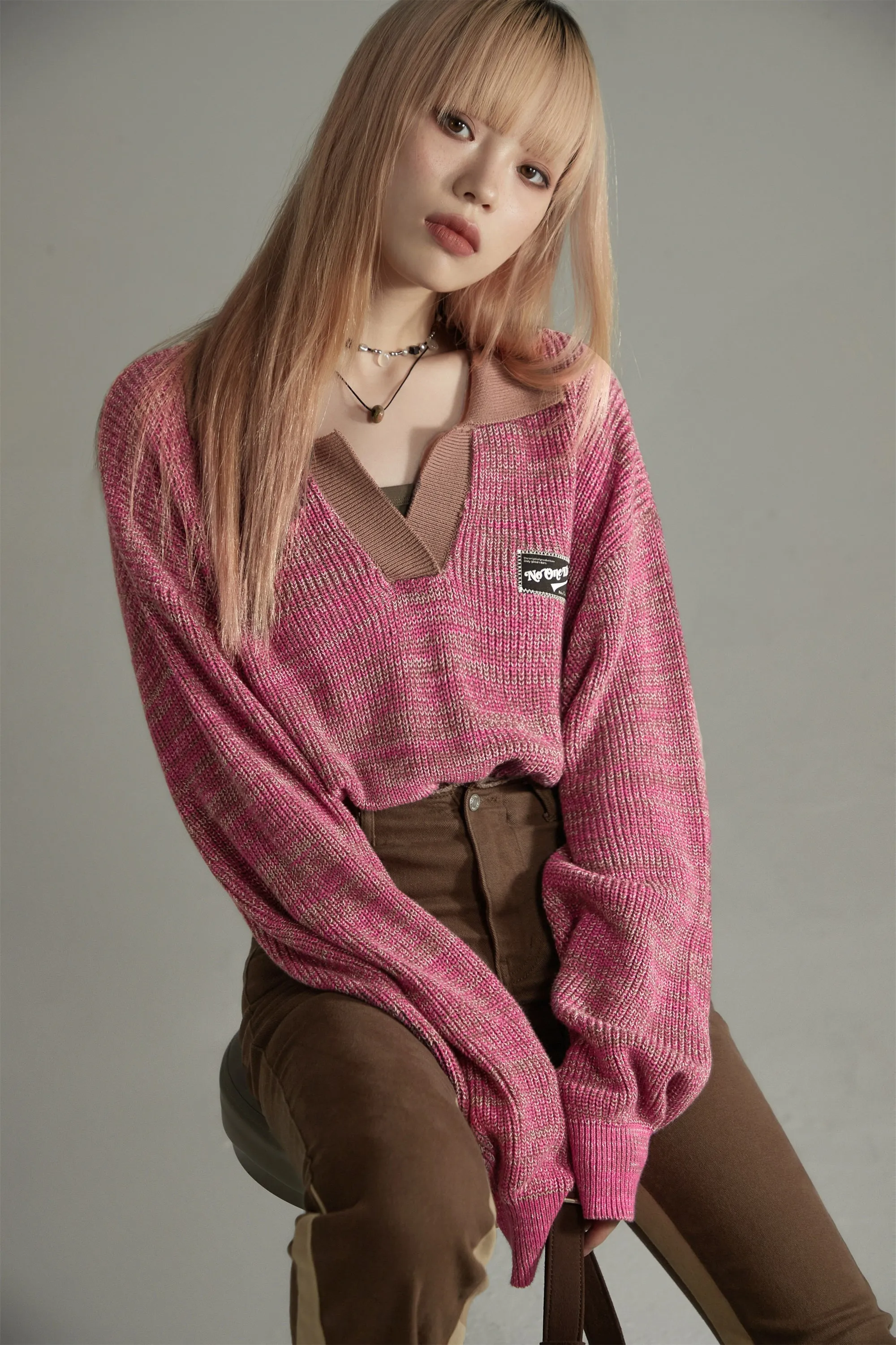 Noe Collar Crop Knit Sweater