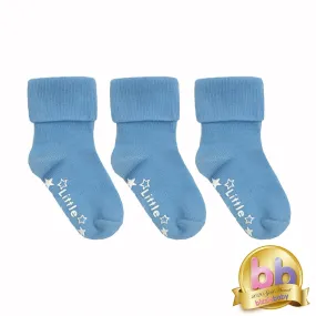 Non-Slip Stay On Baby and Toddler Socks - 3 Pack in Ocean Blue