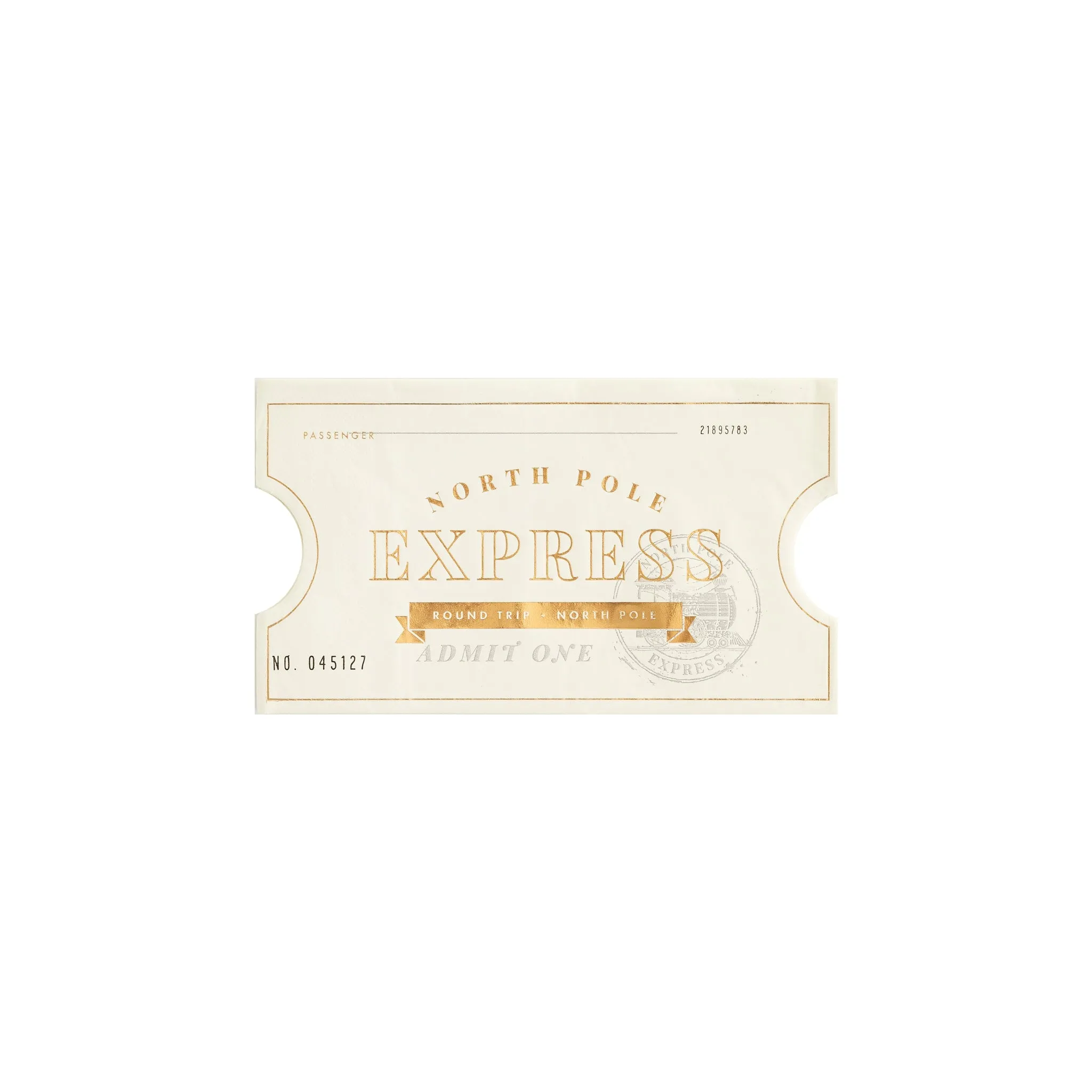 NOR939 - North Pole Express Ticket Shaped Guest Napkin