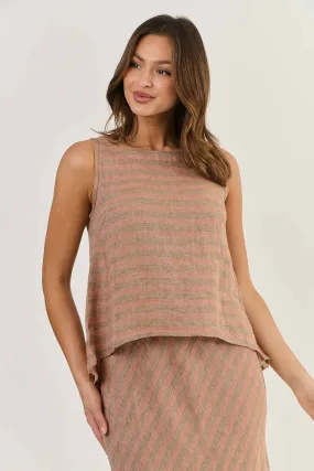 OLIVE ET JULIE Linen Tank BRICK