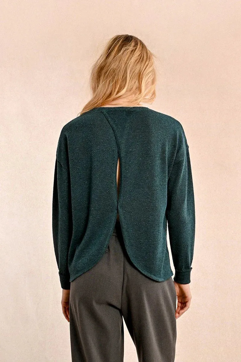 Open-Back Sweater - Petrol Blue