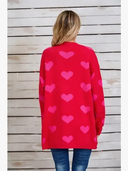 Open Front Heart Cardigan