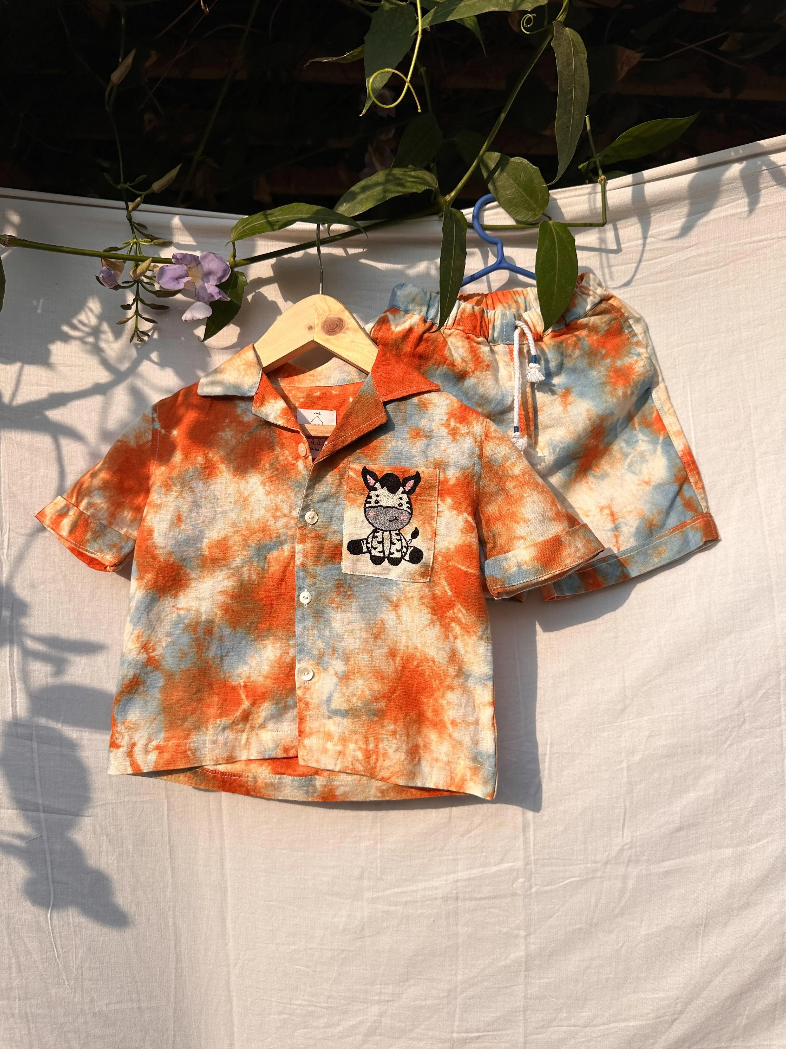 ORANGE BLUE TIE DYE CO-RD SET - SET OF 2