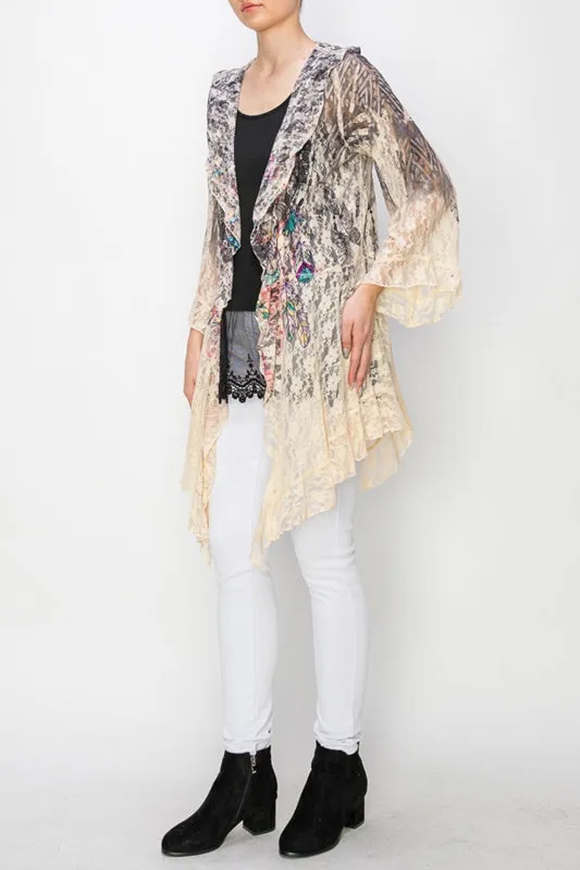 Origami Dreamcatcher Lace Cardigan with Ruffles