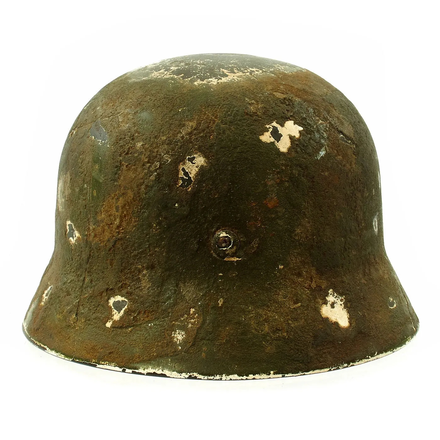 Original German WWII Army Heer M40 Steel Helmet with Textured Camouflage Paint and Size 57 Liner - Q64