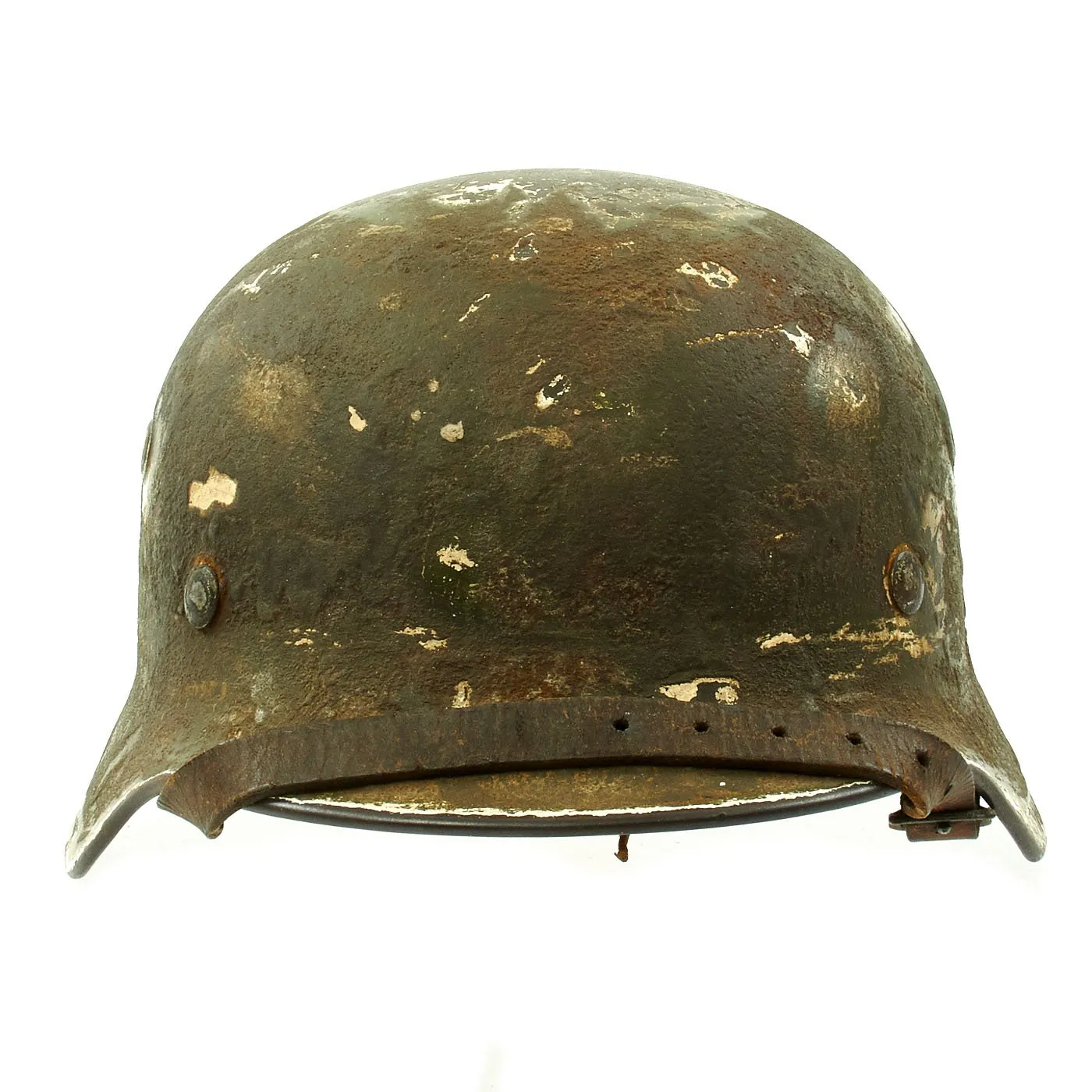 Original German WWII Army Heer M40 Steel Helmet with Textured Camouflage Paint and Size 57 Liner - Q64