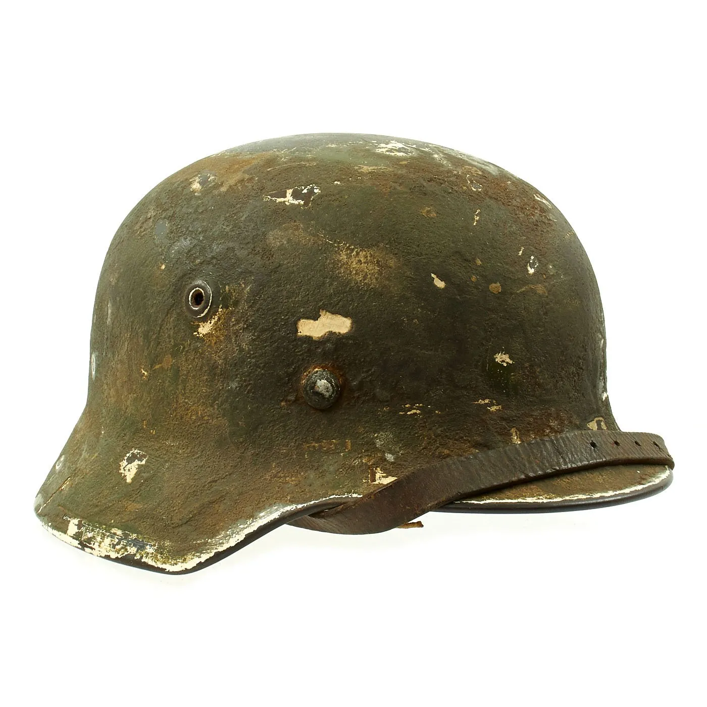 Original German WWII Army Heer M40 Steel Helmet with Textured Camouflage Paint and Size 57 Liner - Q64