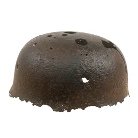 Original German WWII Battlefield Pick Up Relic M38 Luftwaffe Fallschirmjäger Paratrooper Helmet Shell Recovered at Crete