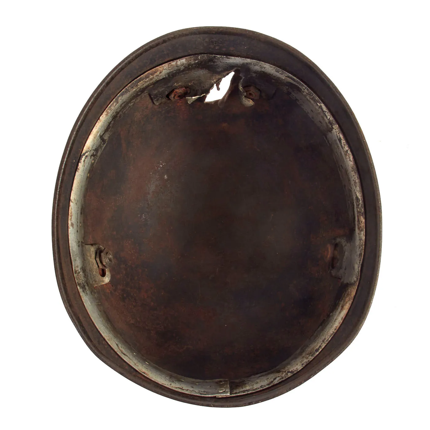 Original German WWII Battlefield Pickup M38 Luftwaffe Fallschirmjäger Paratrooper Helmet Shell - Battle Damaged