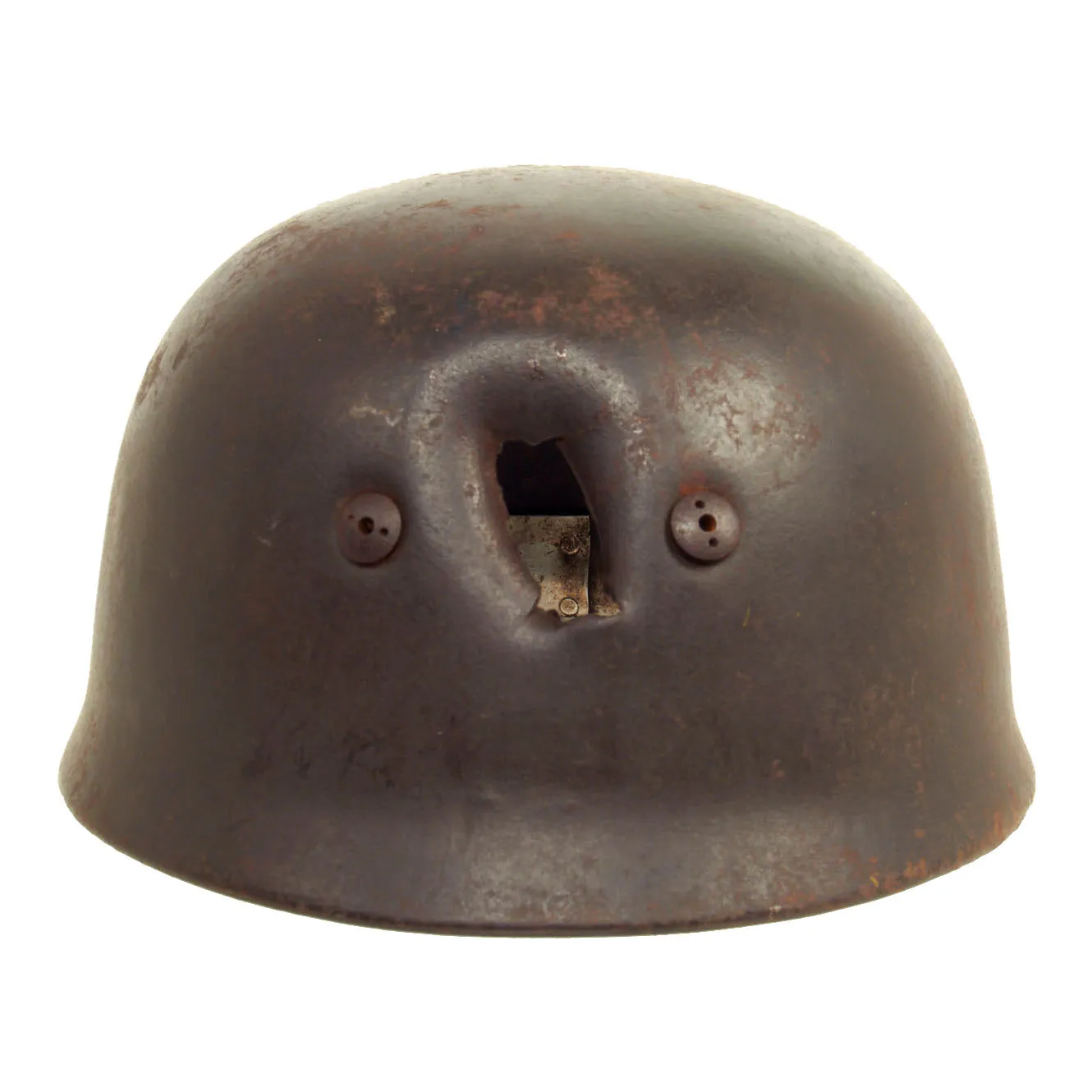 Original German WWII Battlefield Pickup M38 Luftwaffe Fallschirmjäger Paratrooper Helmet Shell - Battle Damaged