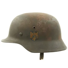 Original German WWII Kriegsmarine Navy M35 Single Decal Named Helmet - Marked SE66