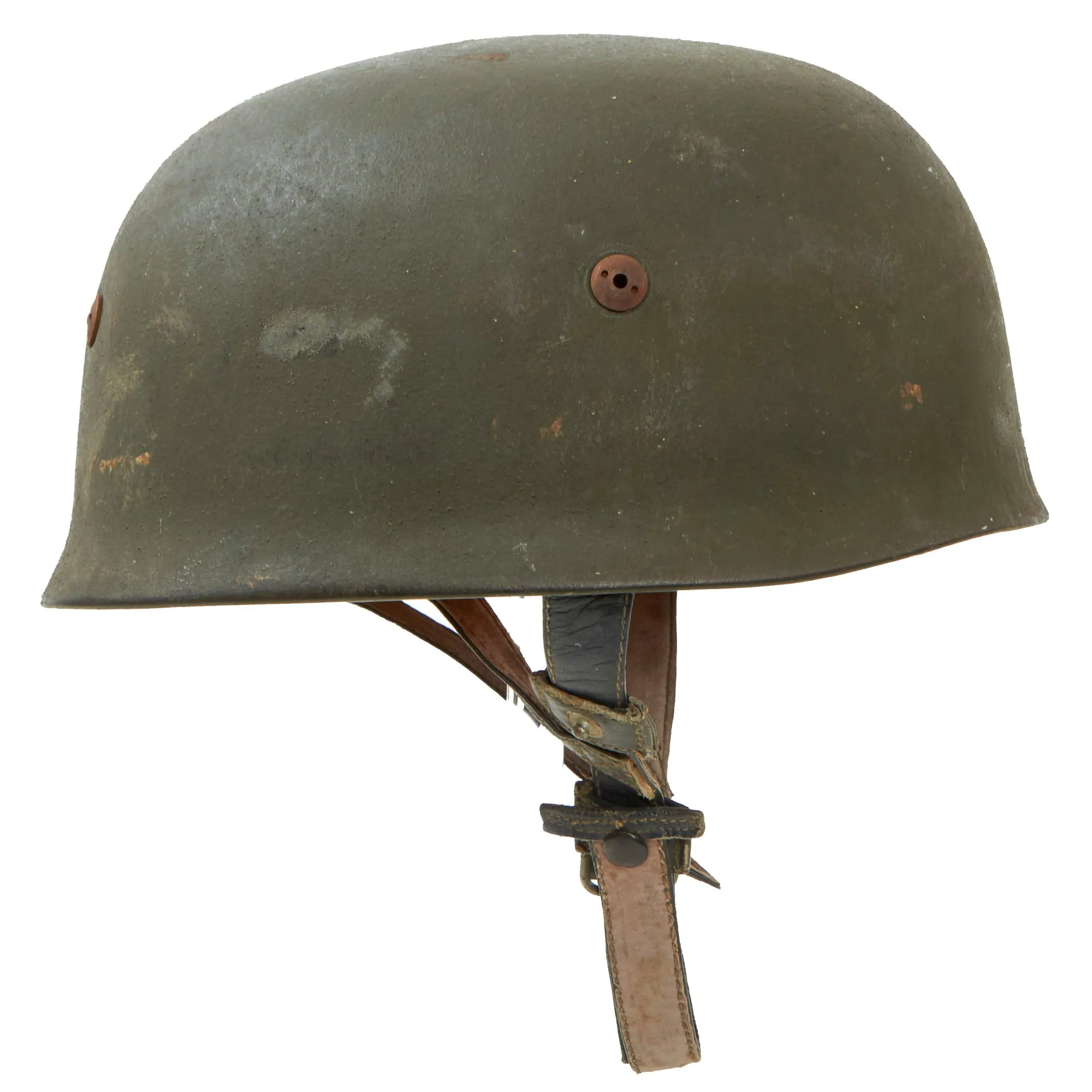 Original German WWII M-38 Luftwaffe Fallschirmjäger Paratrooper Helmet with Complete 56cm Liner and Chinstraps - CKL68