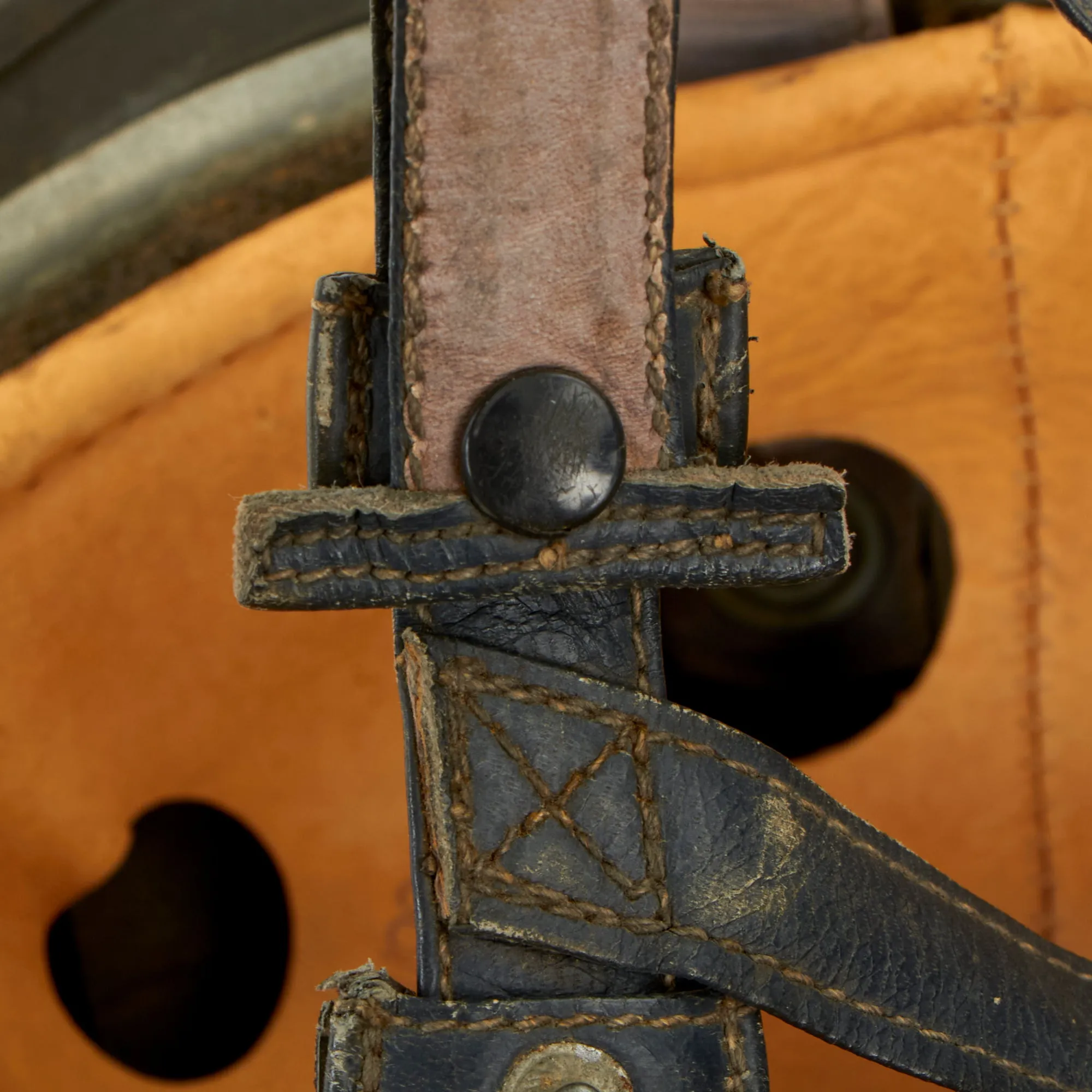 Original German WWII M-38 Luftwaffe Fallschirmjäger Paratrooper Helmet with Complete 56cm Liner and Chinstraps - CKL68