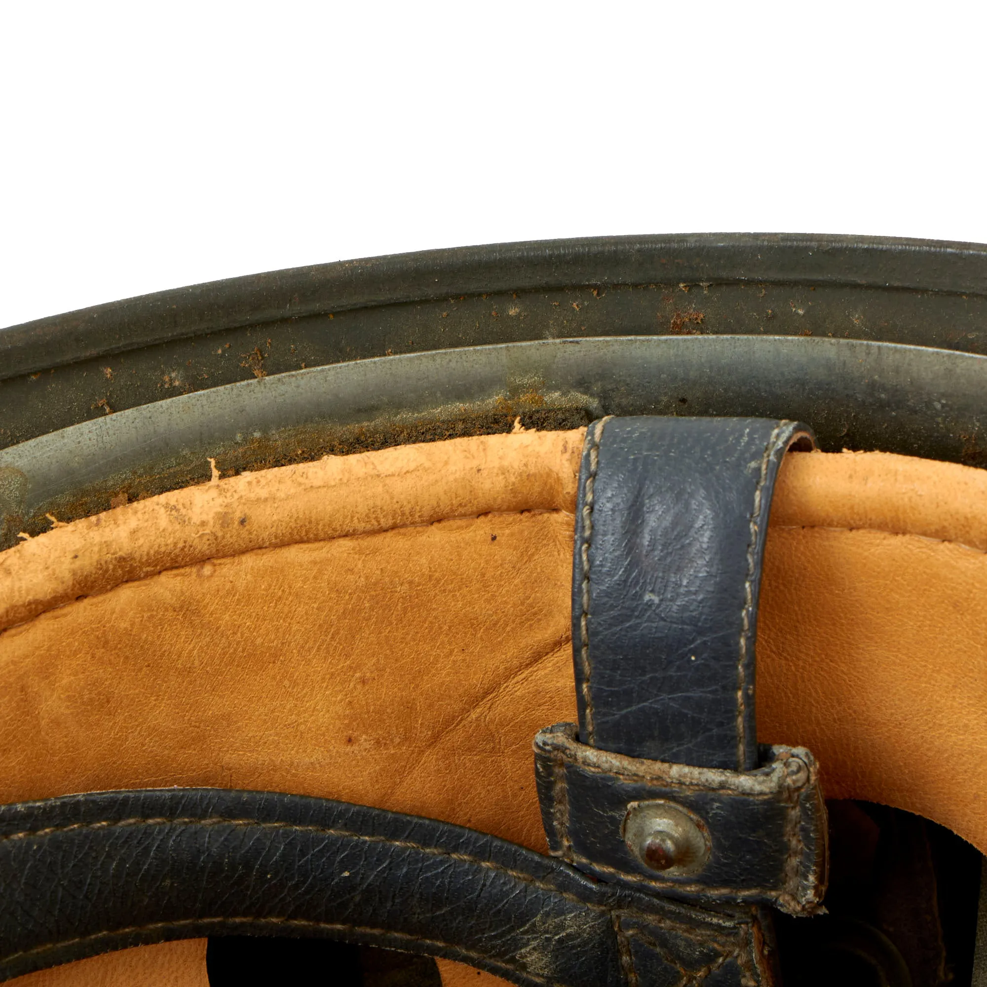 Original German WWII M-38 Luftwaffe Fallschirmjäger Paratrooper Helmet with Complete 56cm Liner and Chinstraps - CKL68