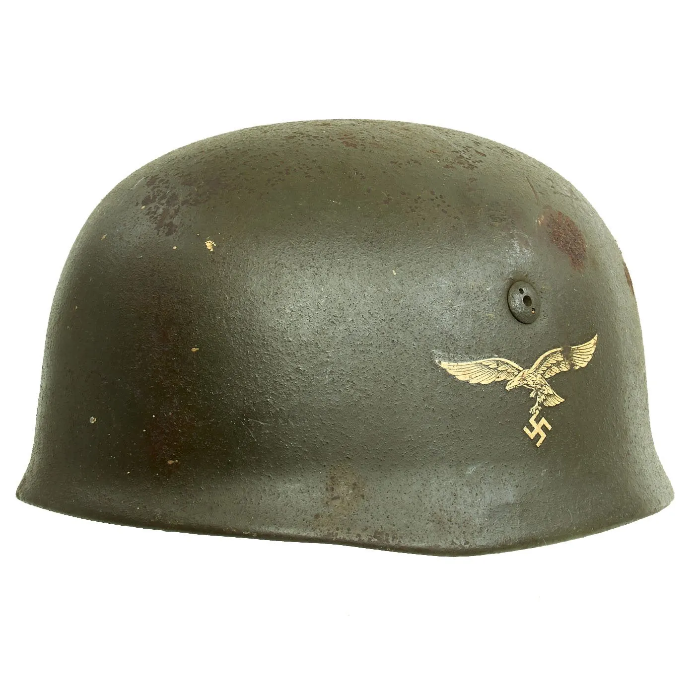 Original German WWII M38 Luftwaffe Fallschirmjäger Paratrooper Helmet Shell with Decal & Dome Stamp - ET68