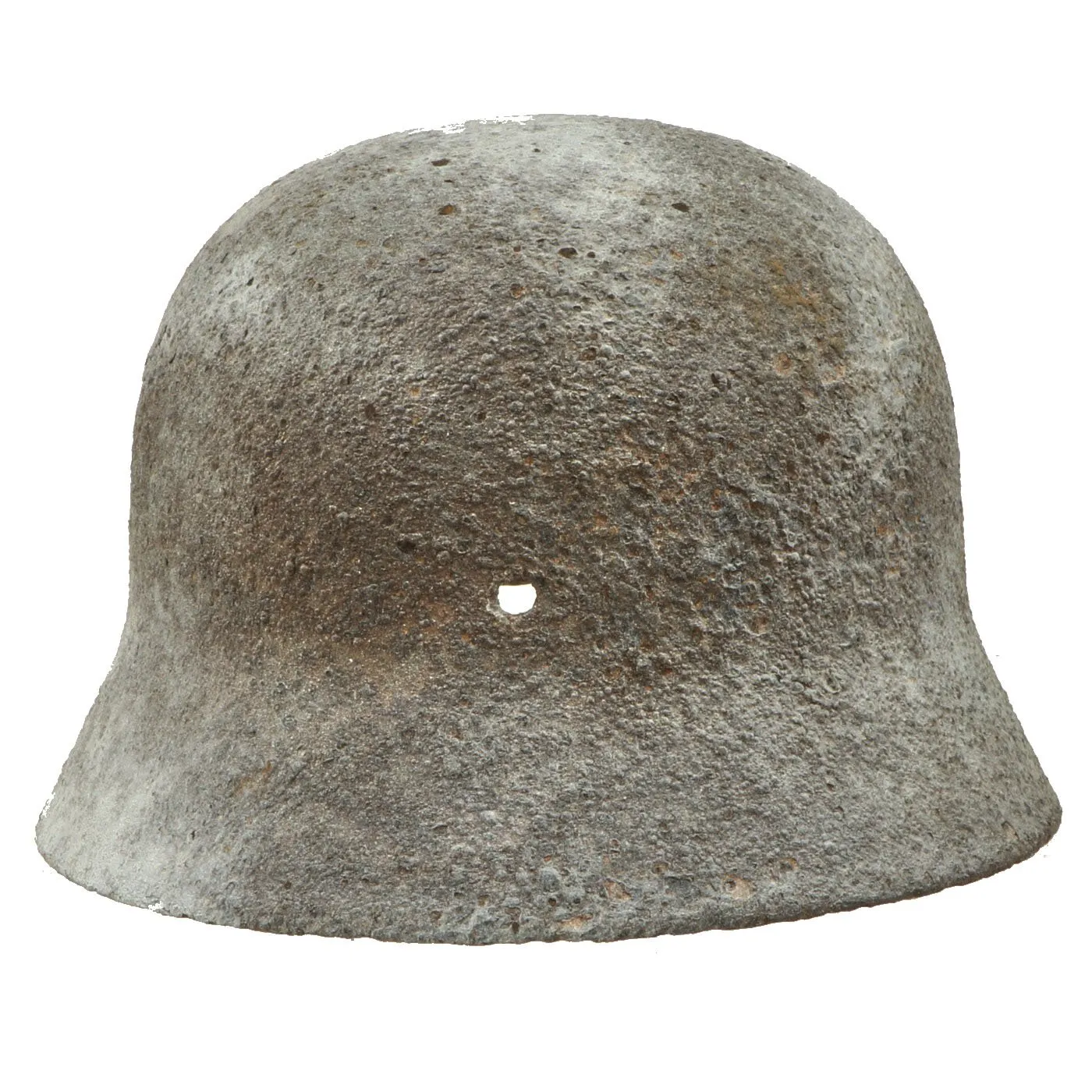 Original German WWII M40 Eastern Front Battlefield Dug Shot Through Helmet Shell - Size 64