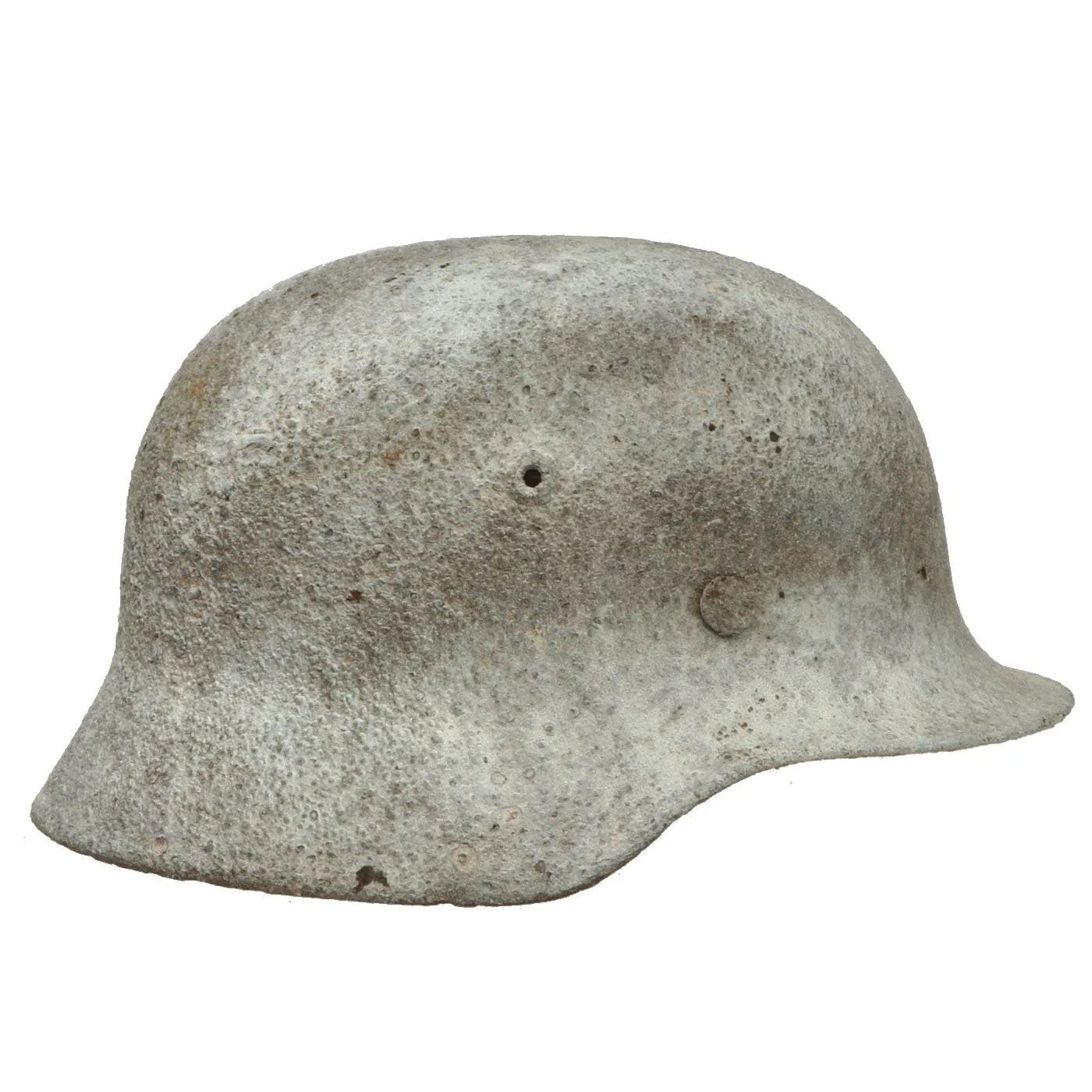 Original German WWII M40 Eastern Front Battlefield Dug Shot Through Helmet Shell - Size 64