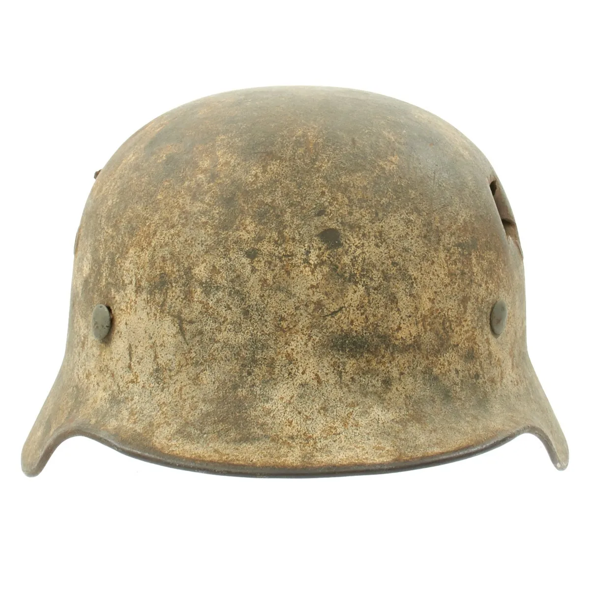 Original German WWII M40 KIA Shot Through Winter Camouflage Helmet - Marked EF64