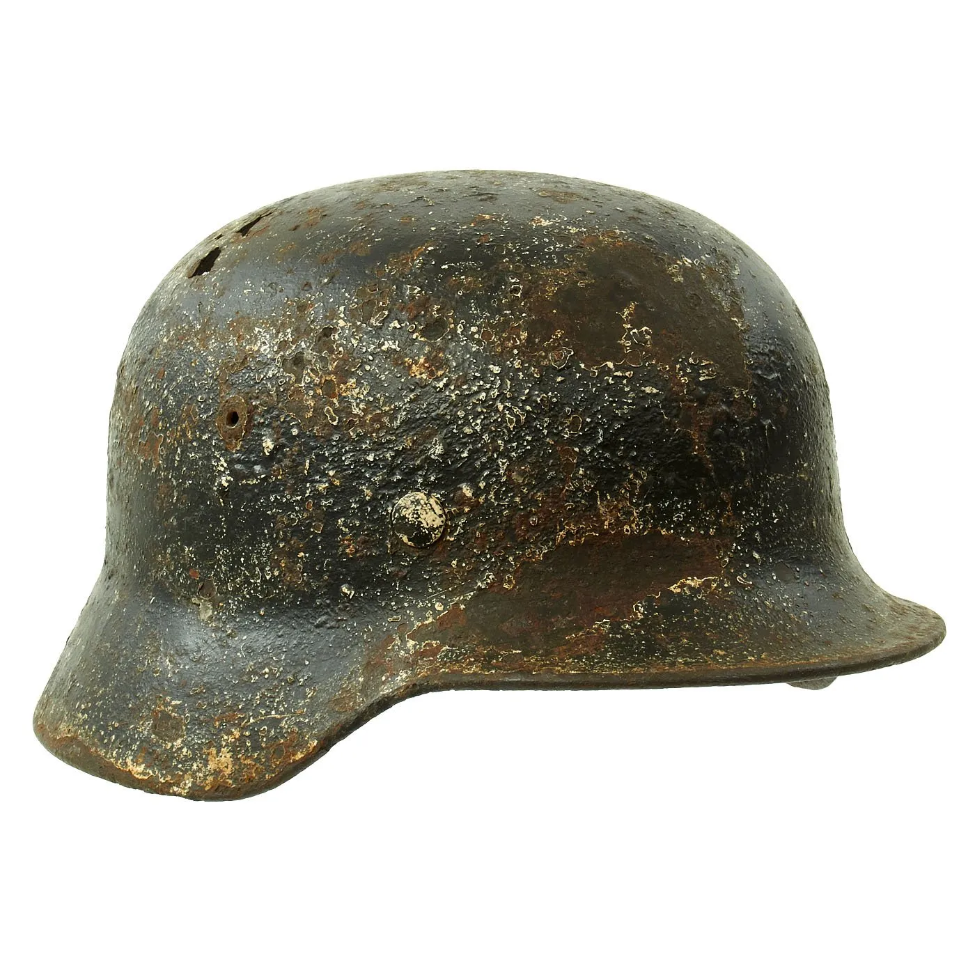 Original German WWII M40 Russian Front Battlefield Pickup Helmet Shell - marked Q66