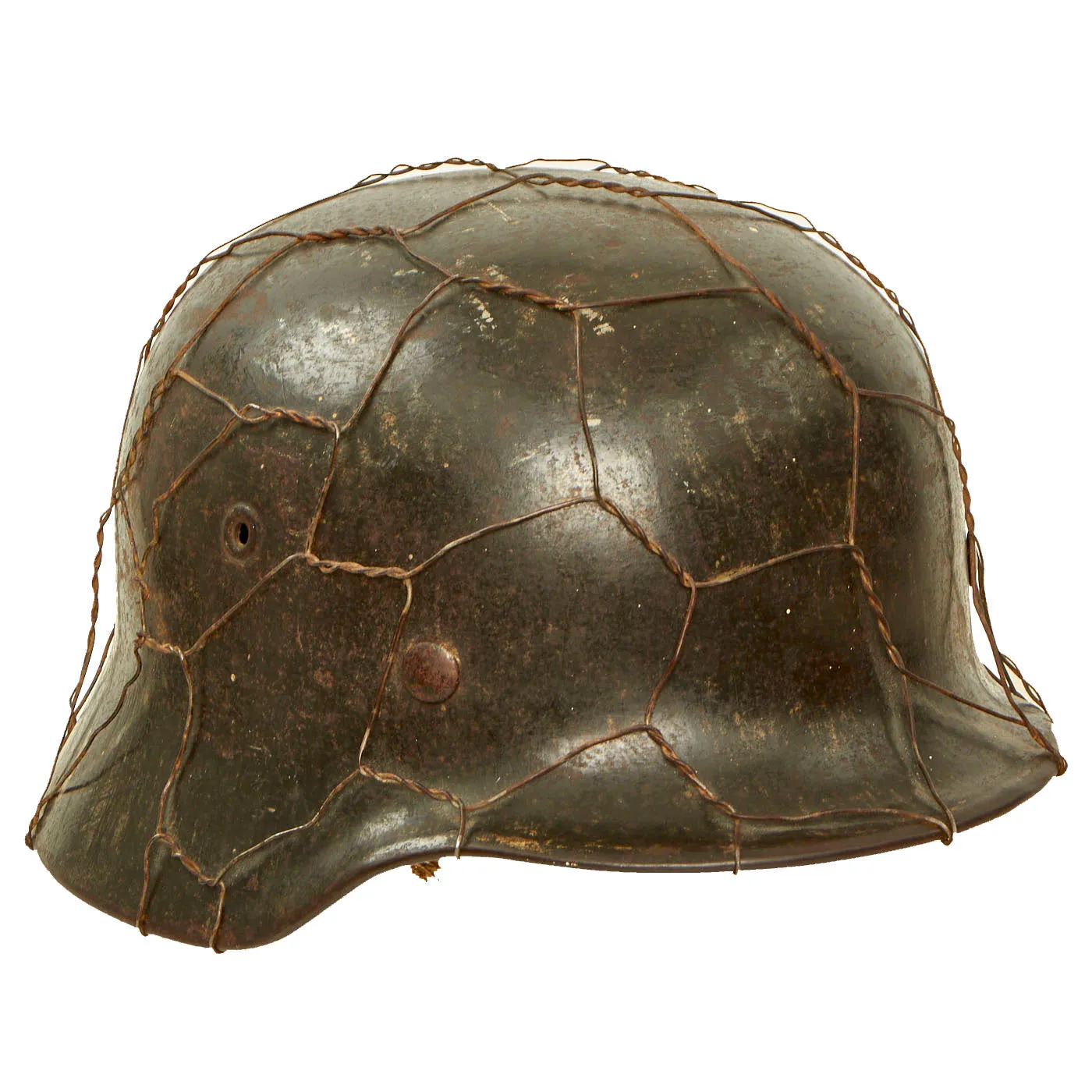 Original German WWII Named Army Heer M40 Single Decal Chicken Wire Helmet with 56cm Liner - EF64