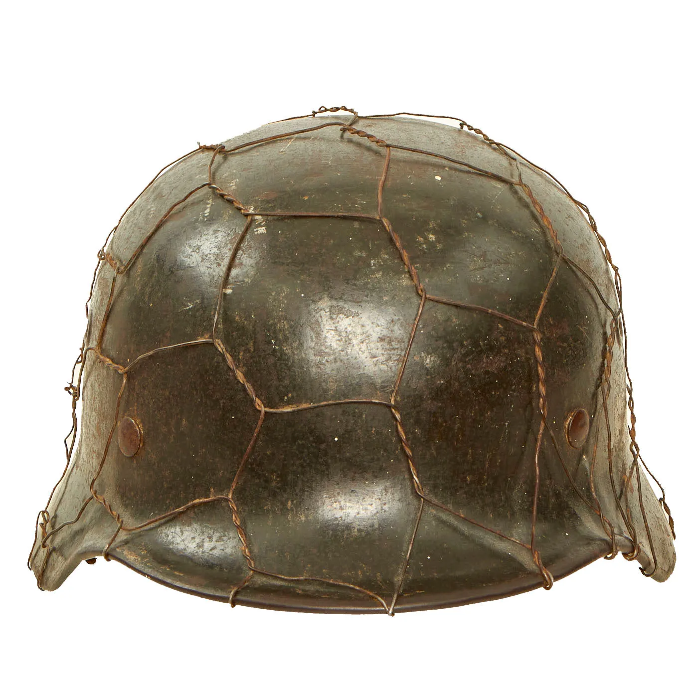 Original German WWII Named Army Heer M40 Single Decal Chicken Wire Helmet with 56cm Liner - EF64