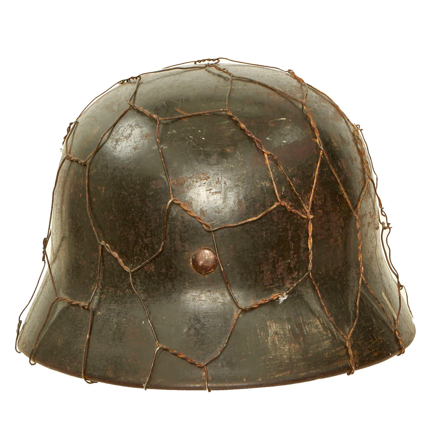 Original German WWII Named Army Heer M40 Single Decal Chicken Wire Helmet with 56cm Liner - EF64