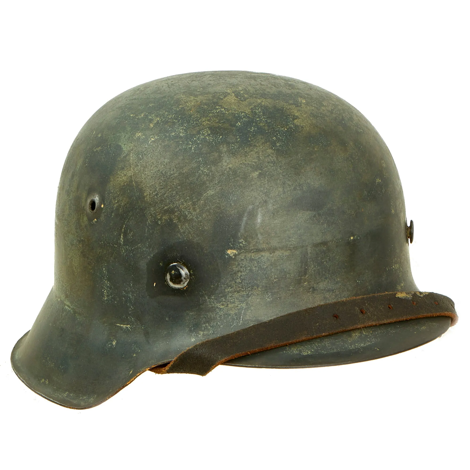 Original German WWII Service Worn M42 Single Decal Army Heer Helmet with 55cm Liner - hkp62