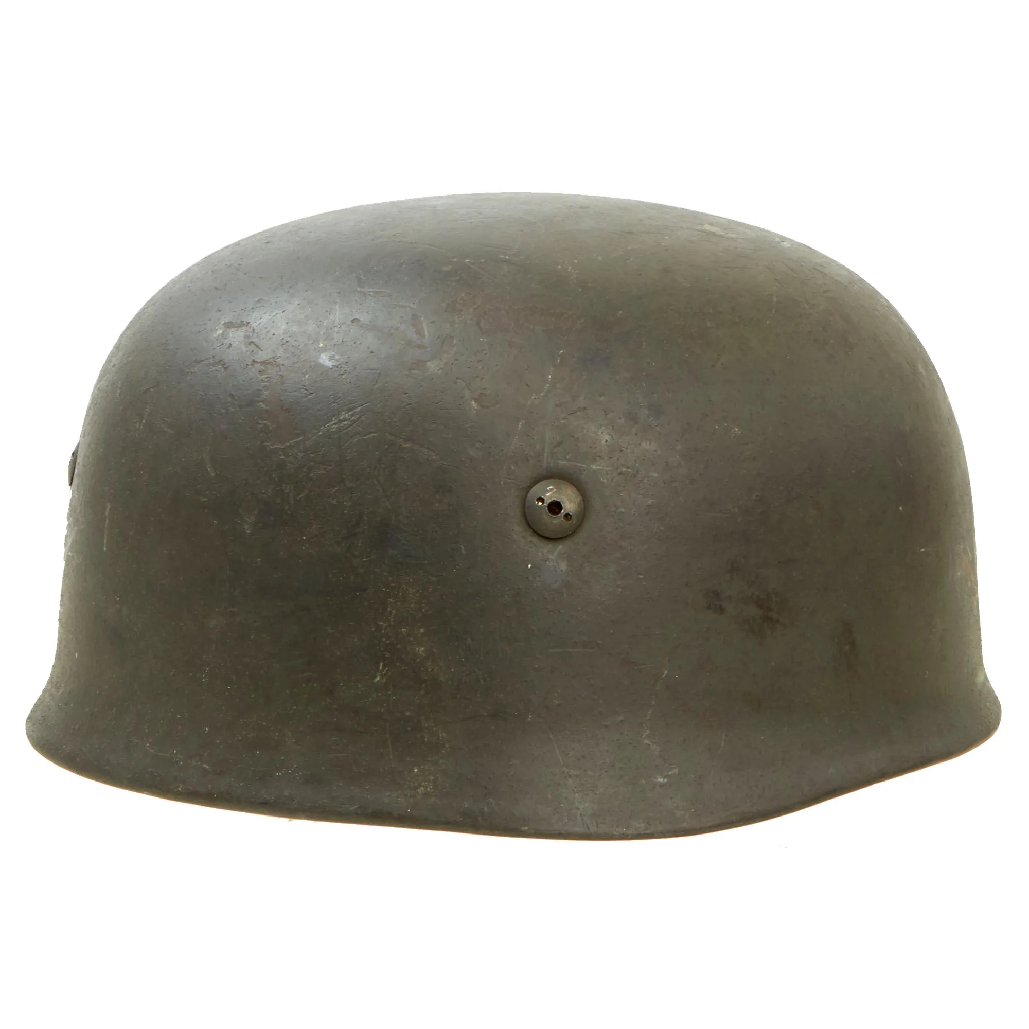 Original German WWII Single Decal M-38 Luftwaffe Fallschirmjäger Paratrooper Helmet with Complete 57cm Liner and Chinstraps - ET68