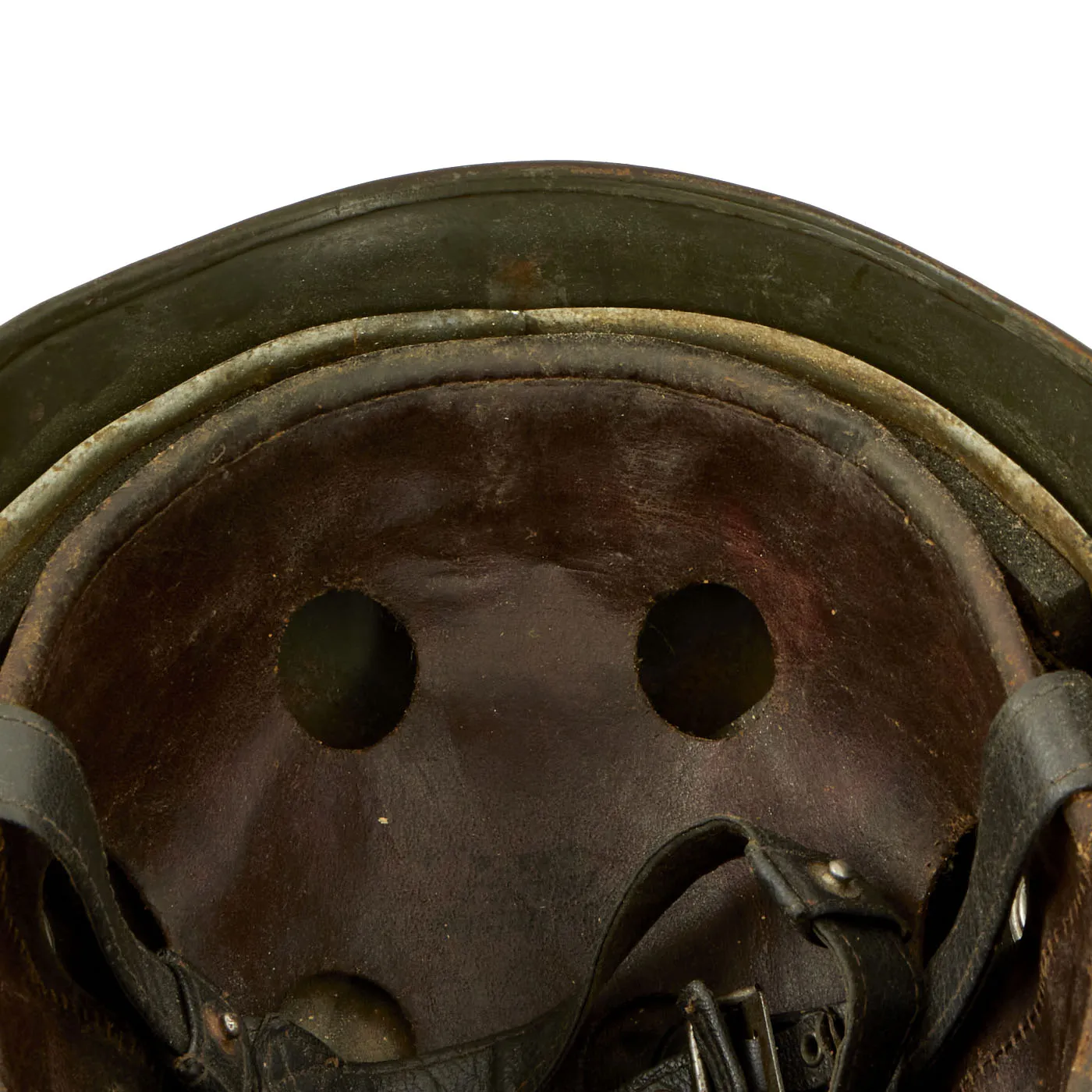 Original German WWII Single Decal M-38 Luftwaffe Fallschirmjäger Paratrooper Helmet with Complete 61cm Liner and Chinstraps - ET71