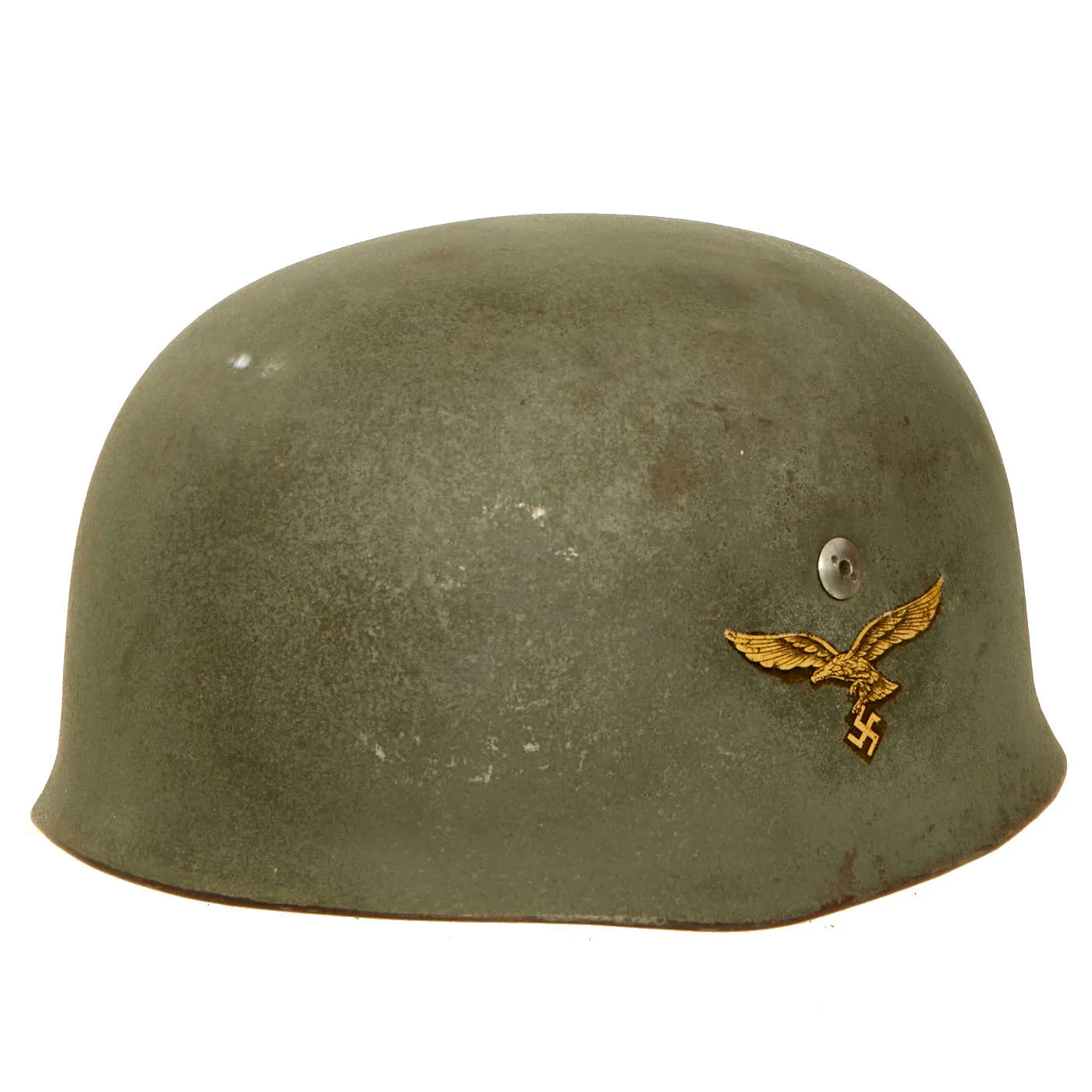 Original German WWII Single Decal M-38 Luftwaffe Fallschirmjäger Paratrooper Helmet with Complete 61cm Liner and Chinstraps - ET71