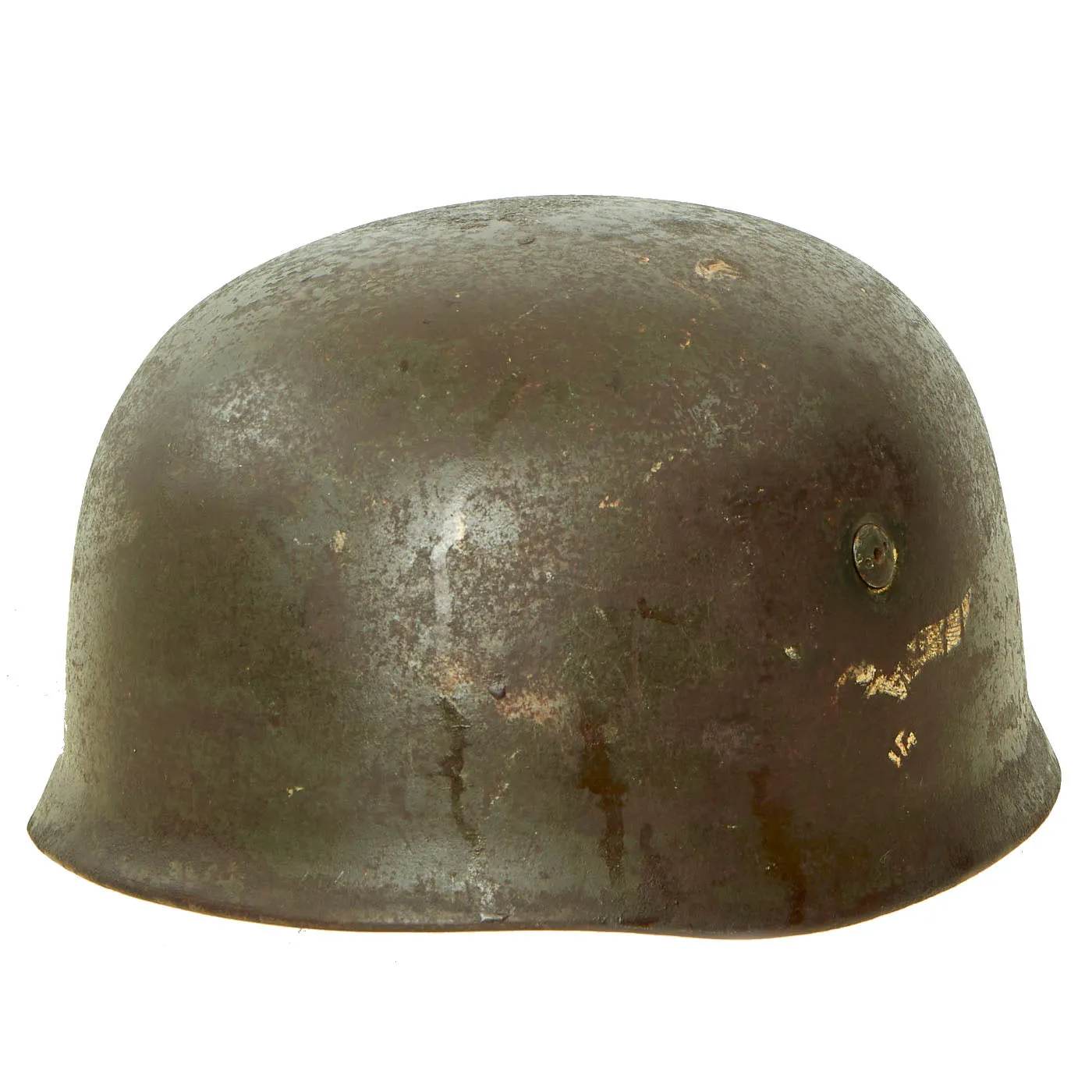 Original German WWII Single Decal M-38 Luftwaffe Fallschirmjäger Paratrooper Helmet with Czech Replica Liner & Chinstraps - ET68