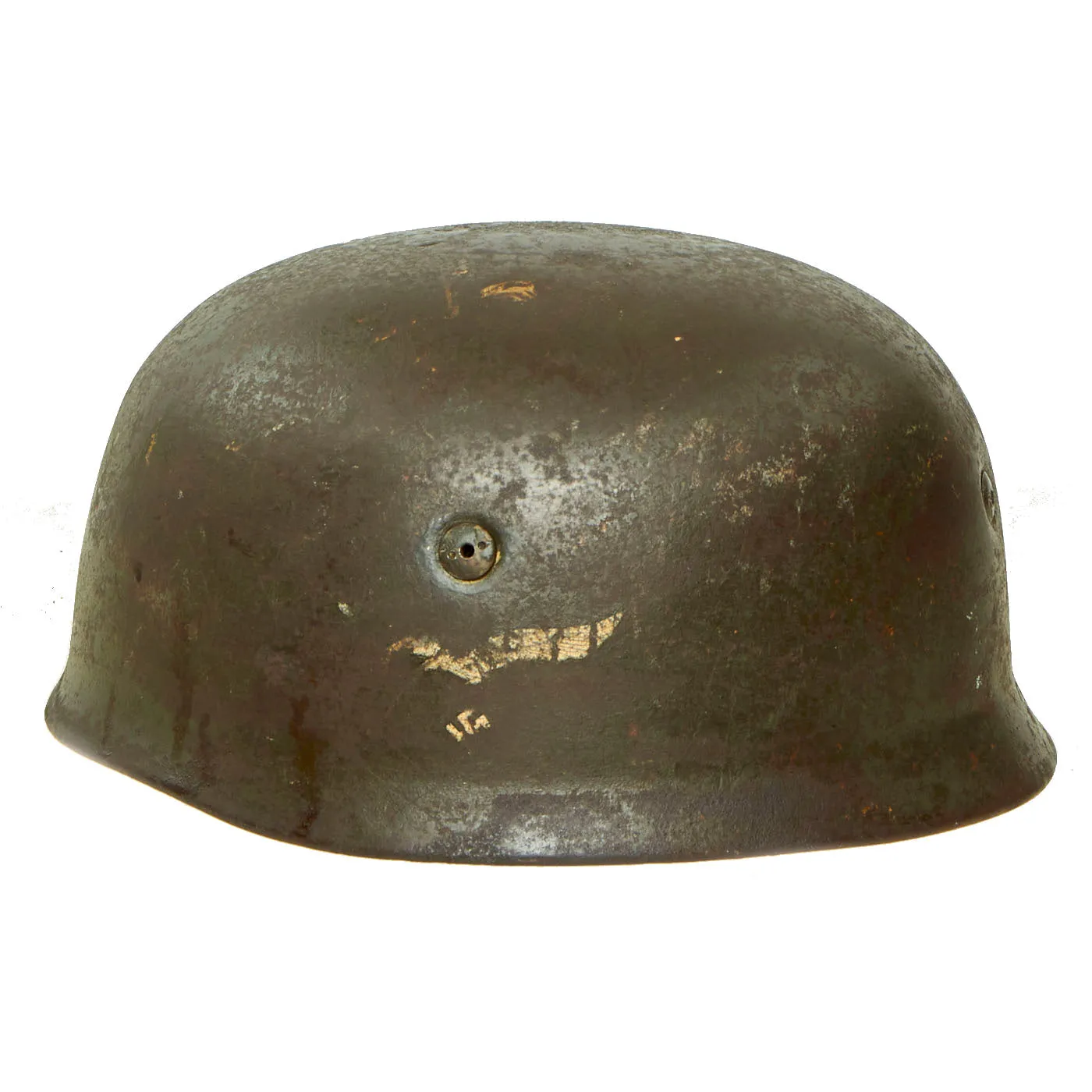 Original German WWII Single Decal M-38 Luftwaffe Fallschirmjäger Paratrooper Helmet with Czech Replica Liner & Chinstraps - ET68